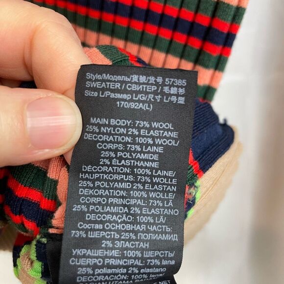 Tory Burch Multicolor Pullover Striped Turtleneck Sweater Size L - Picture 4 of 5